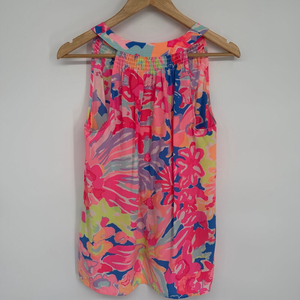 AALilly Pulitzer Top Women’s Medium Bailey Multi Playa Hermosa Sleeveless Silk - Picture 2 of 7